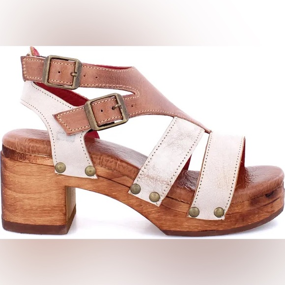 Bed Stu Devlin Platform Sandals Nectar Lux Rustic Wood & Leather Heels - Picture 4 of 9